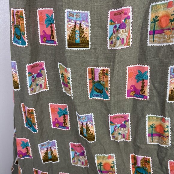 Petal & Pup Aoife Olive Stamp Print Maxi Dress XS Linen Blend Summer Vacation - Picture 4 of 9